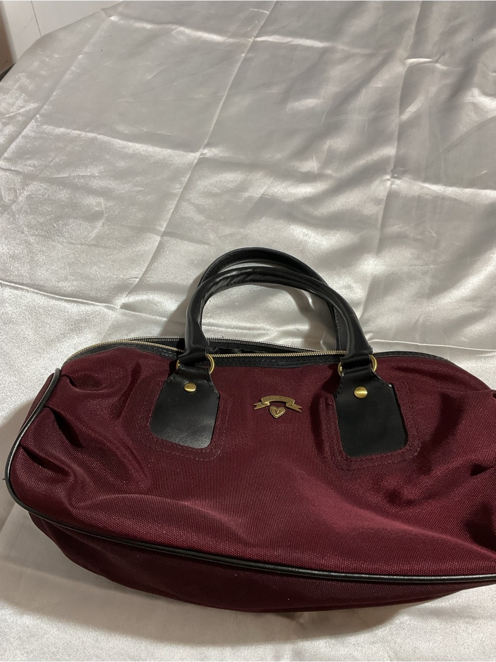 Victoria's Secret Burgundy Mini Satchel with Black Handles